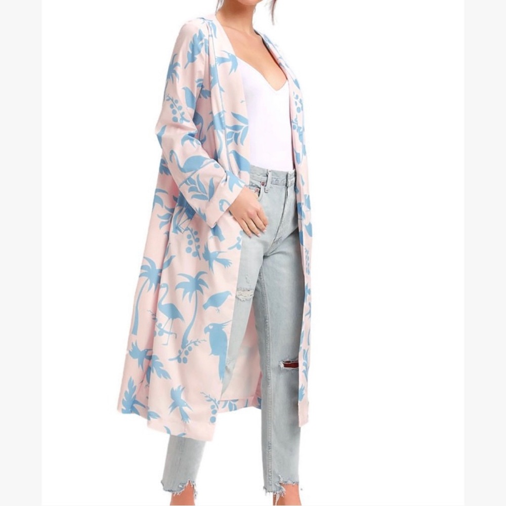 Lulus Blush and Blue Print Duster Robe